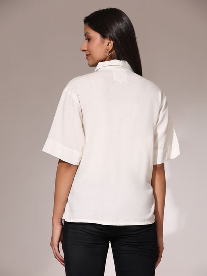 Placement Printed Shirt- SummerSun White