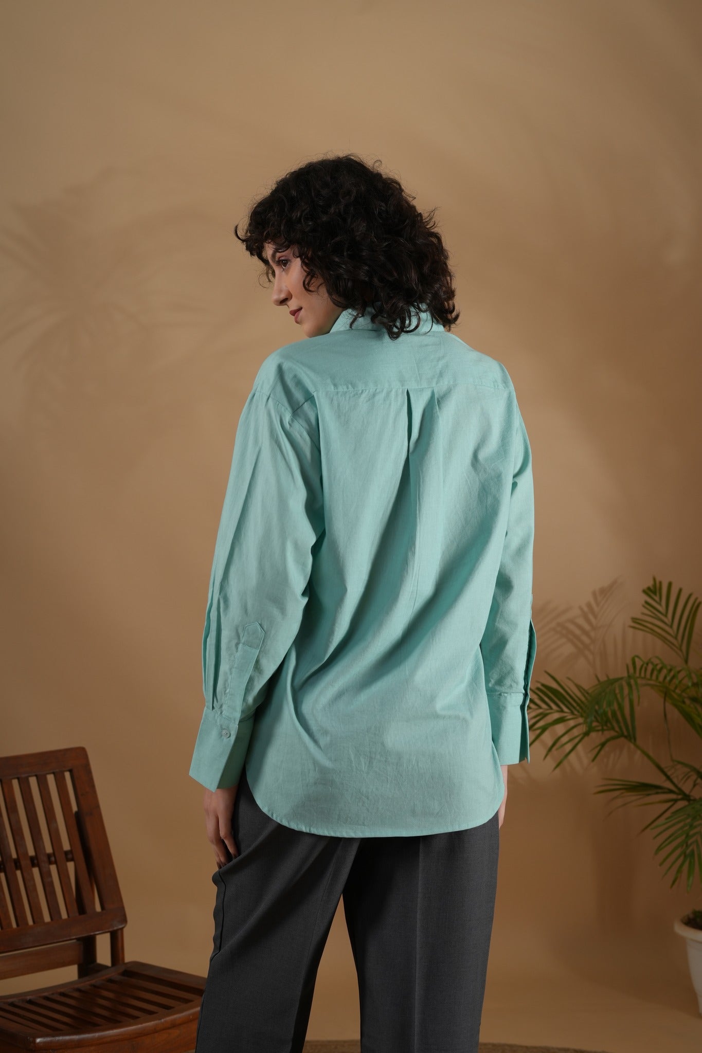 Comfort Fit Embroidered Shirt- Bug Mint