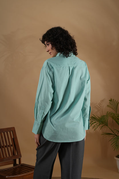 Comfort Fit Embroidered Shirt- Bug Mint