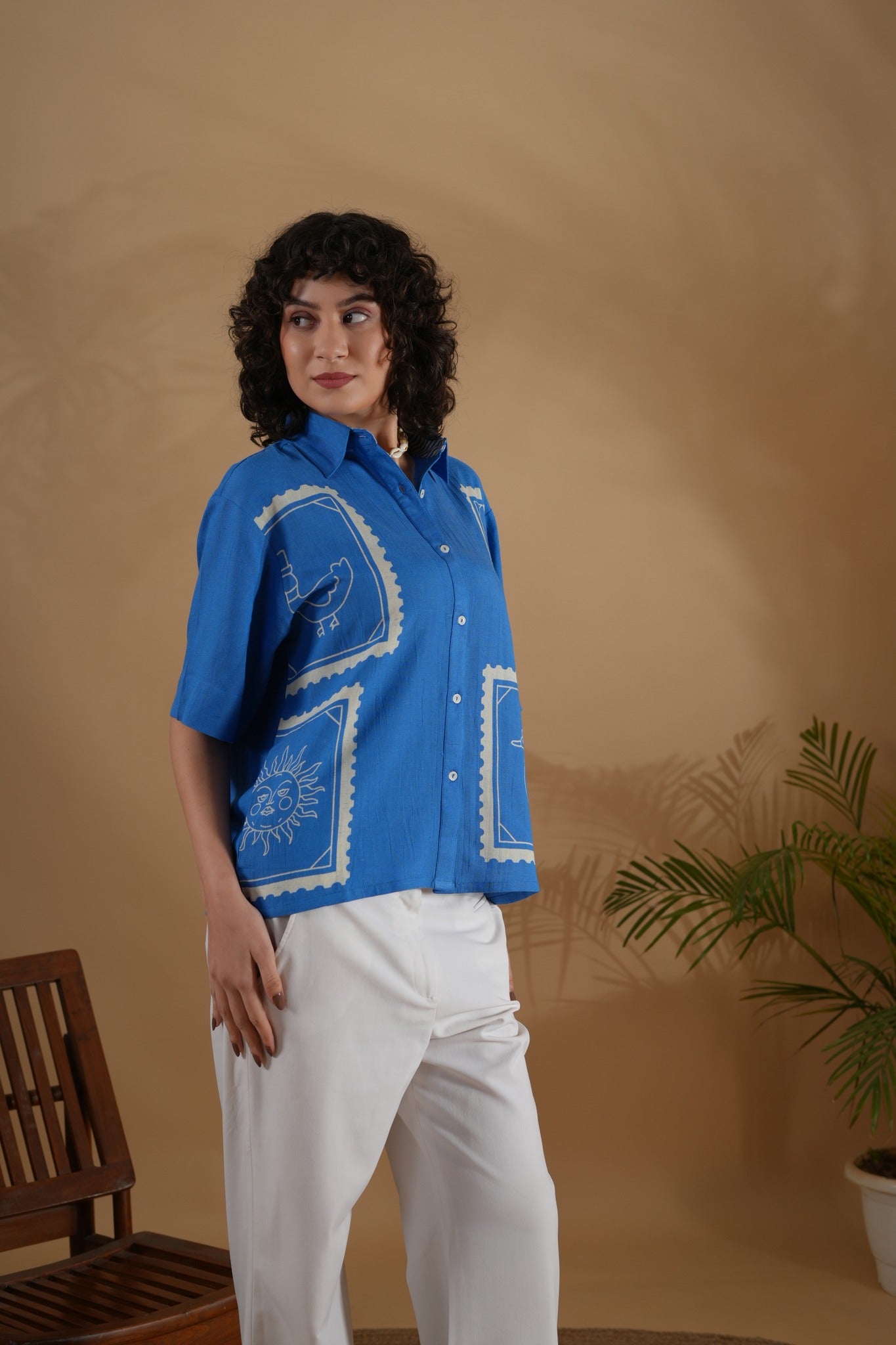 Placement Printed Shirt- SummerSun Blue