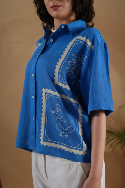Placement Printed Shirt- SummerSun Blue