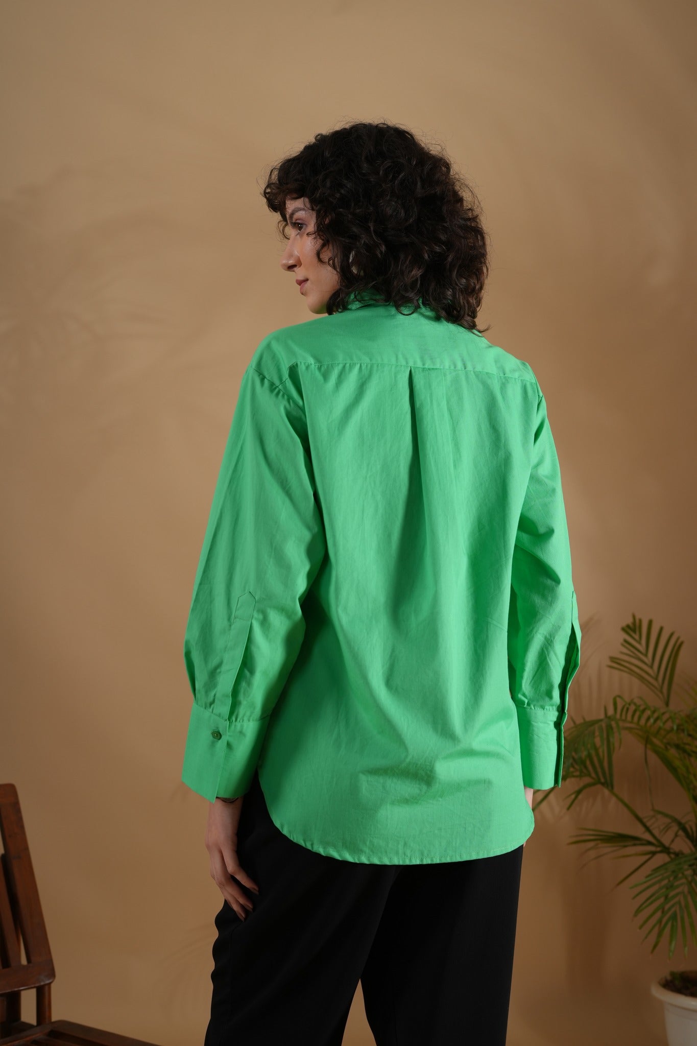 Oversized Embroidered Shirt- House Green