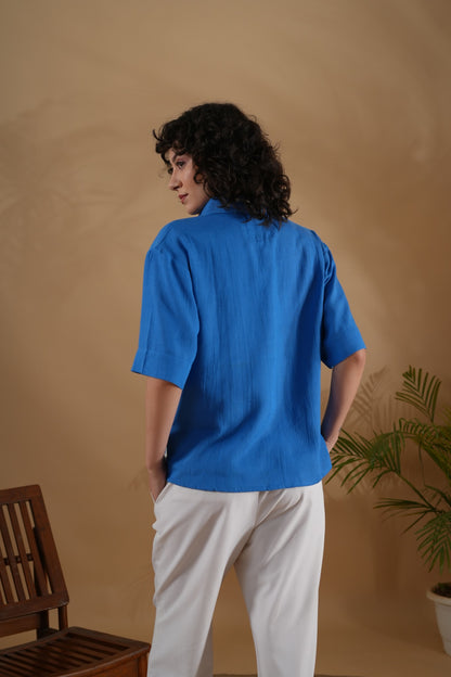 Placement Printed Shirt- SummerSun Blue