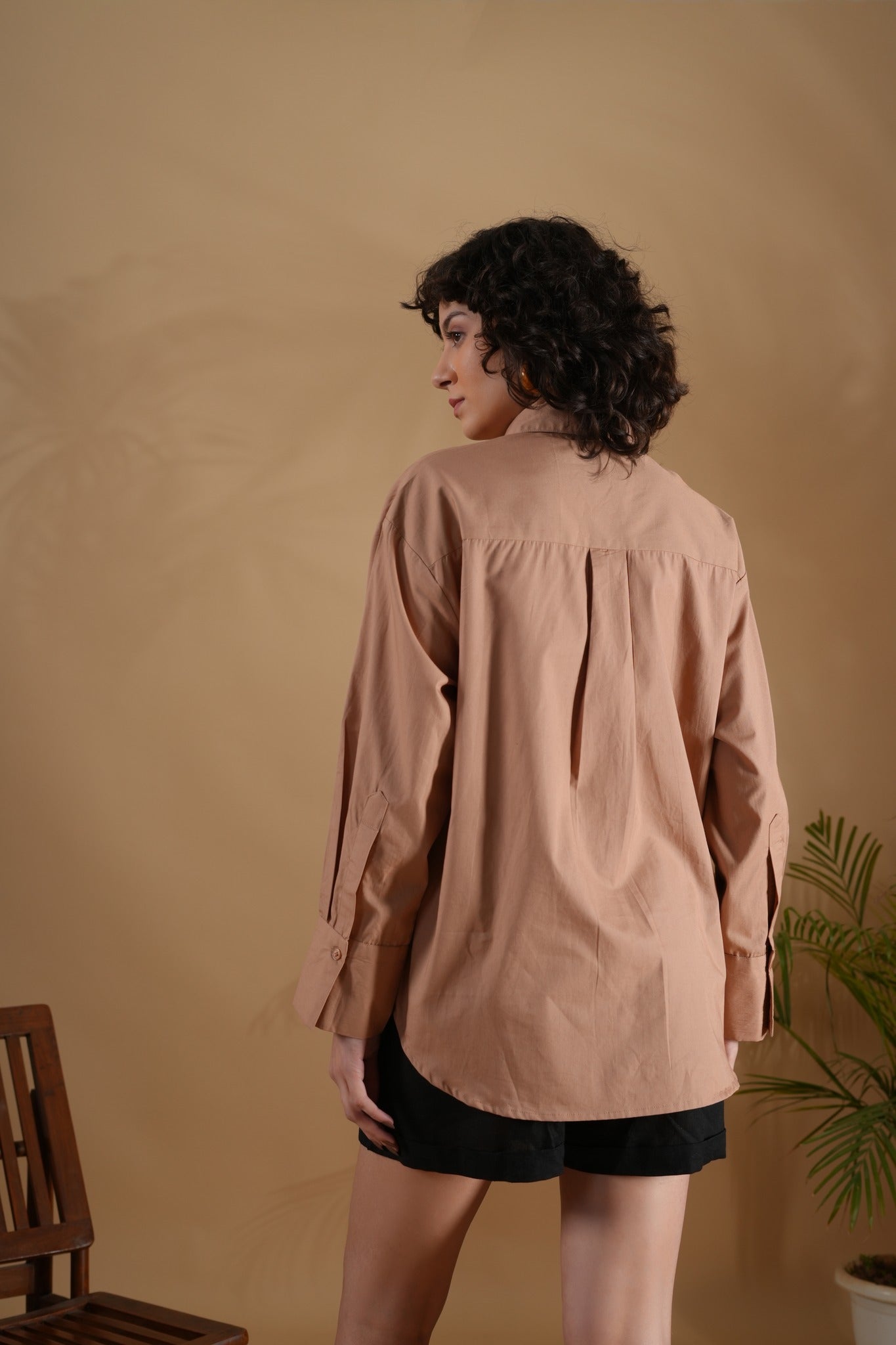 Oversized Embroidered Shirt- Heart Coffee