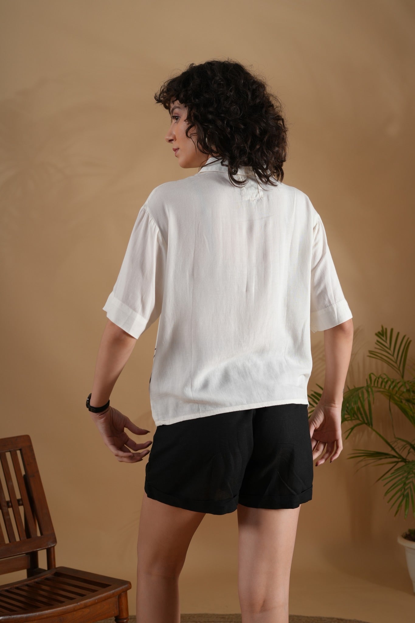 Placement Printed Shirt- SummerSun White