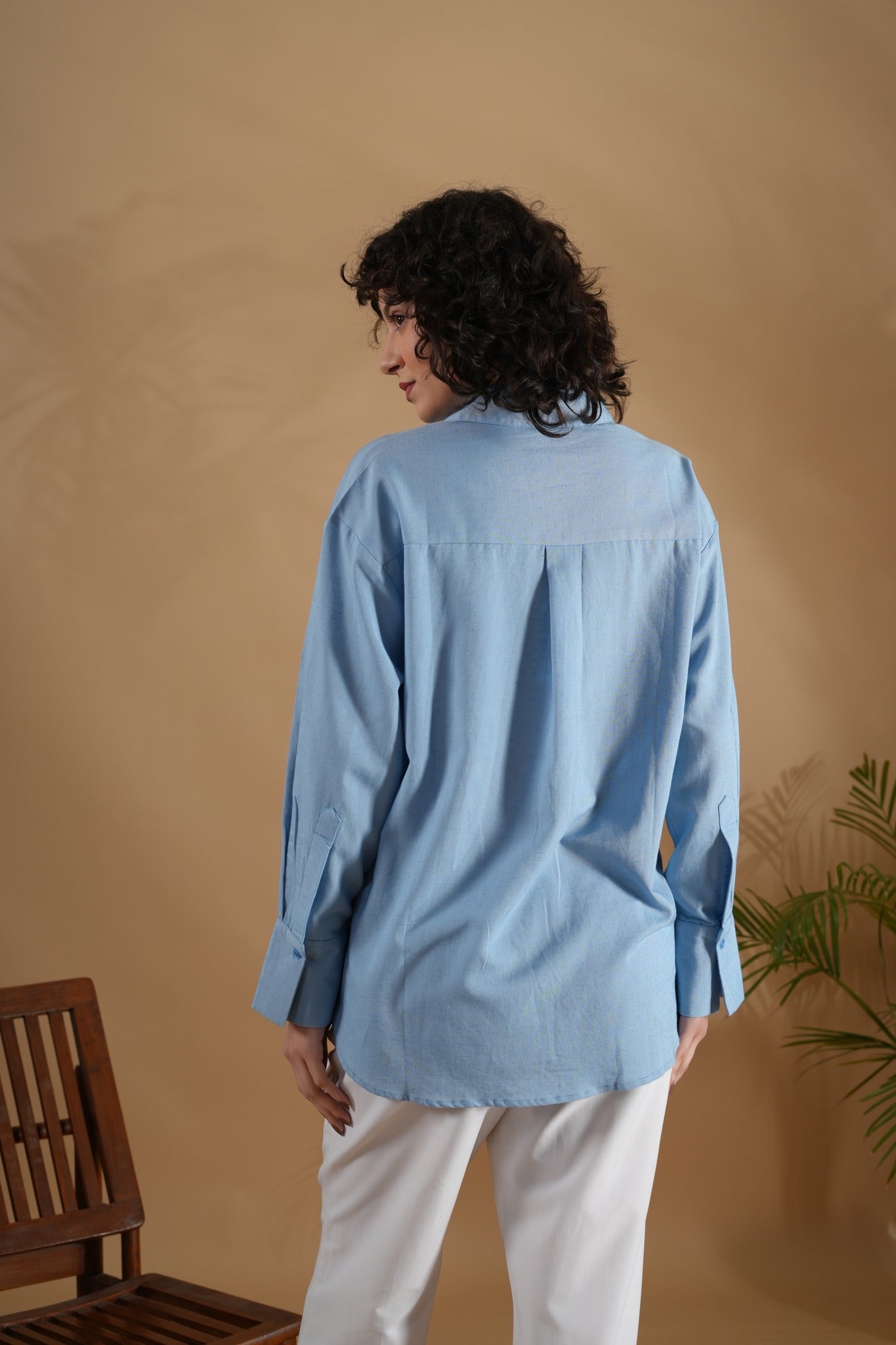 Oversized Embroidered Shirt- Tiny Crabs Blue