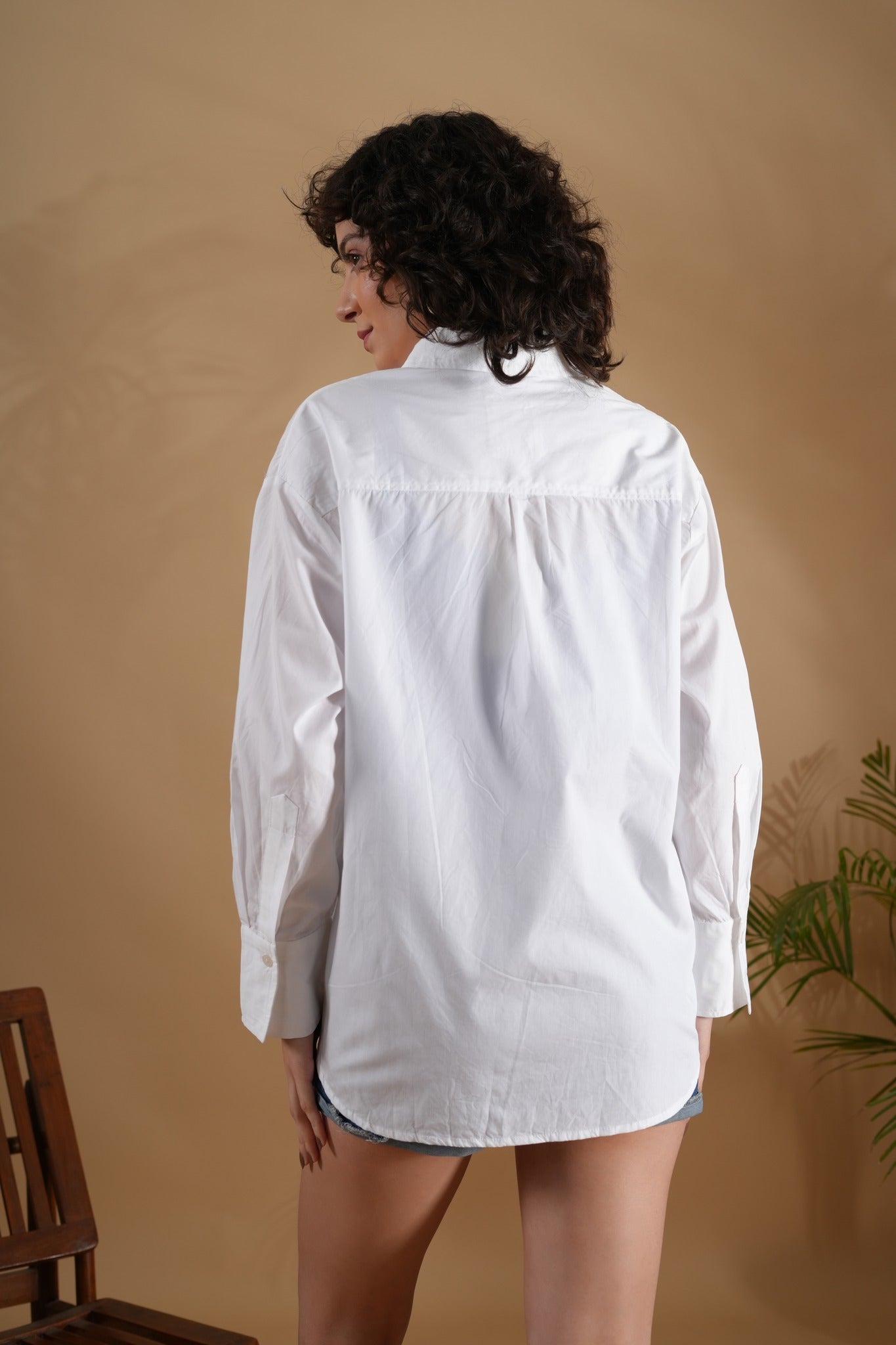 Oversized Embroidered Shirt- Makena White