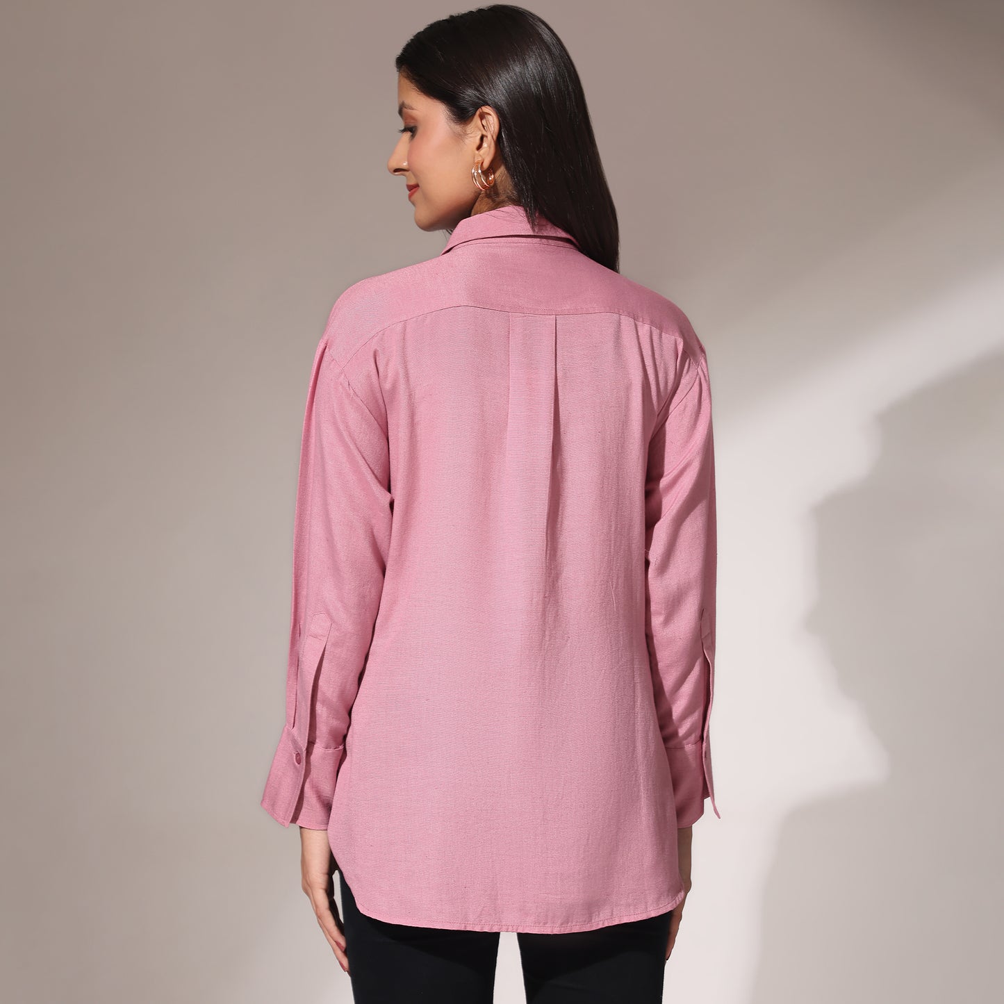 Oversized Embroidered Shirt- Seahorse Pink