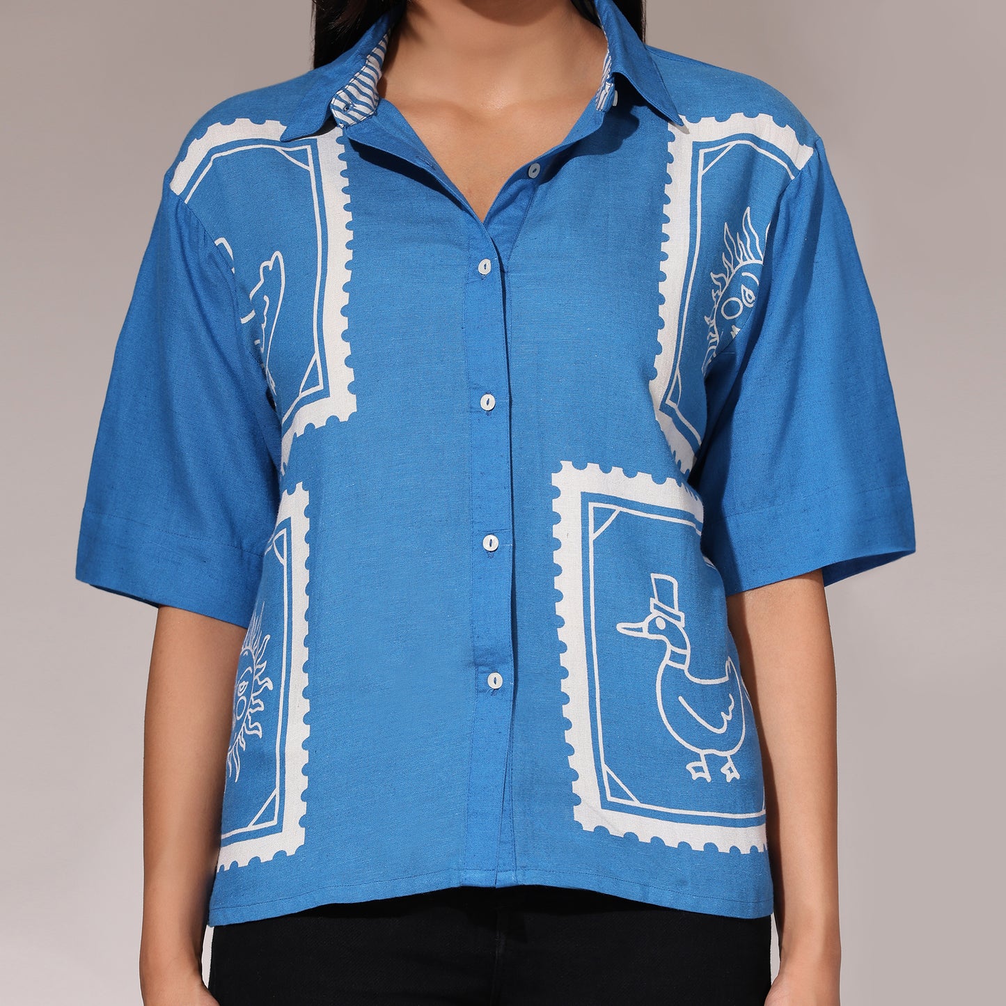 Placement Printed Shirt- SummerSun Blue