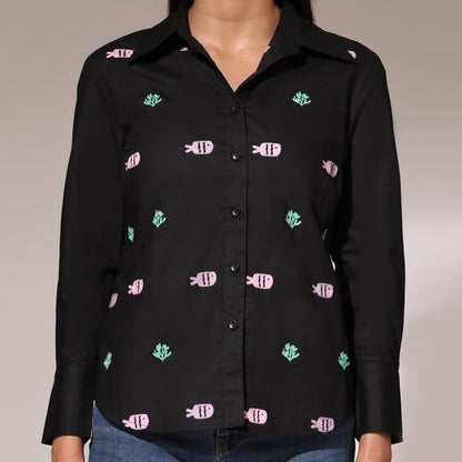 Embroidered Shirt- Fish