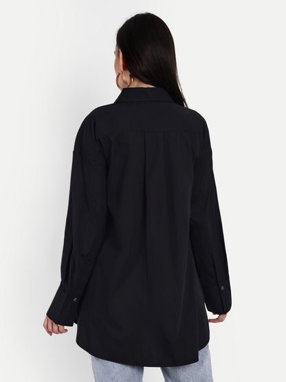 Oversized Embroidered Shirt- Samara Black